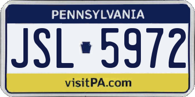 PA license plate JSL5972