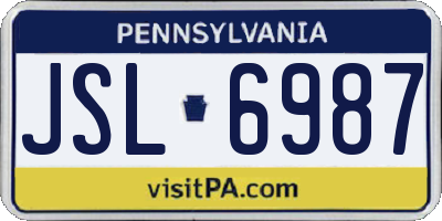 PA license plate JSL6987