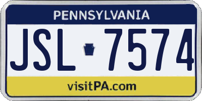 PA license plate JSL7574