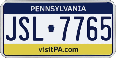 PA license plate JSL7765