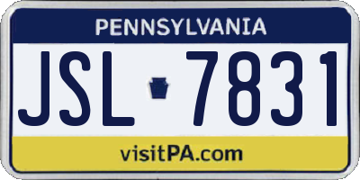PA license plate JSL7831