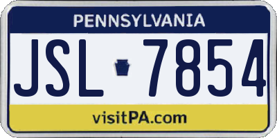 PA license plate JSL7854