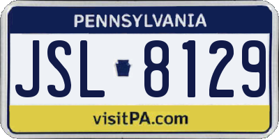 PA license plate JSL8129
