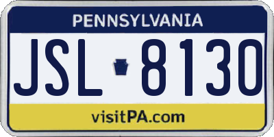 PA license plate JSL8130