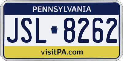 PA license plate JSL8262