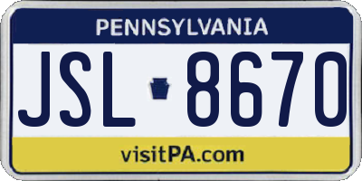 PA license plate JSL8670