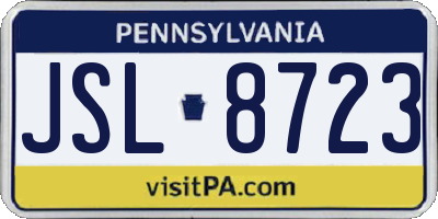 PA license plate JSL8723