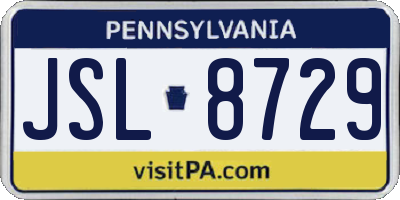 PA license plate JSL8729