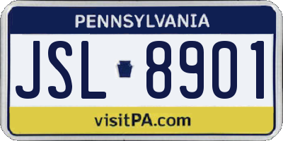 PA license plate JSL8901