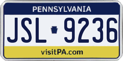 PA license plate JSL9236