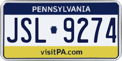PA license plate JSL9274