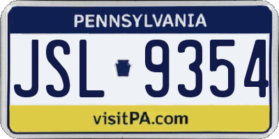PA license plate JSL9354