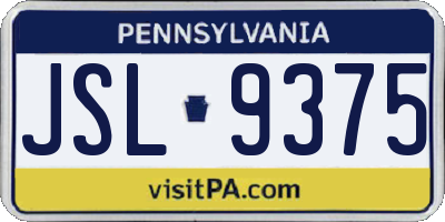 PA license plate JSL9375