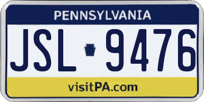PA license plate JSL9476