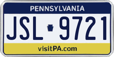 PA license plate JSL9721