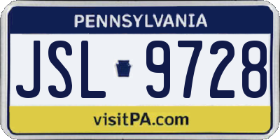 PA license plate JSL9728