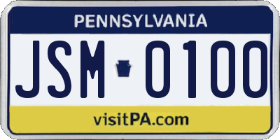PA license plate JSM0100