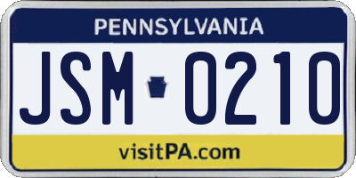 PA license plate JSM0210