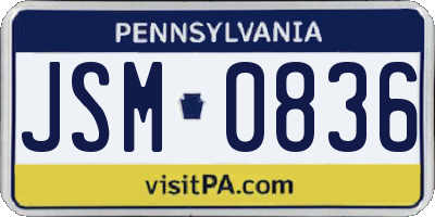 PA license plate JSM0836