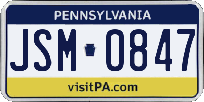 PA license plate JSM0847