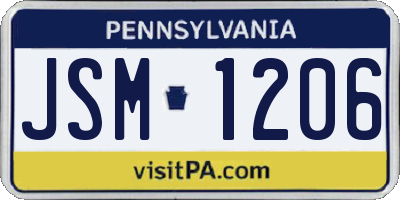 PA license plate JSM1206