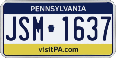 PA license plate JSM1637