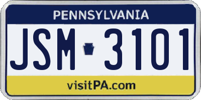 PA license plate JSM3101