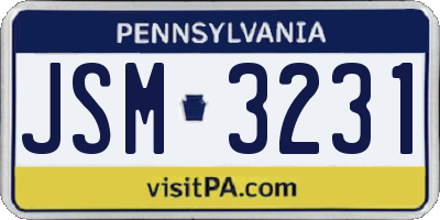 PA license plate JSM3231