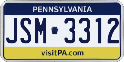 PA license plate JSM3312