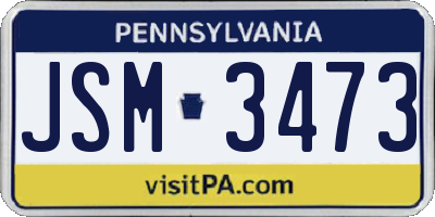 PA license plate JSM3473