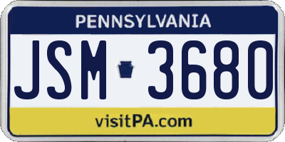 PA license plate JSM3680