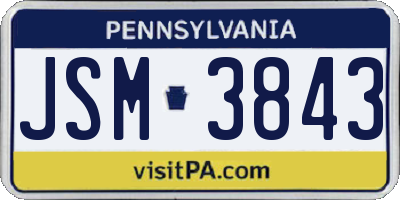 PA license plate JSM3843