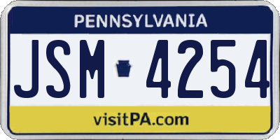 PA license plate JSM4254