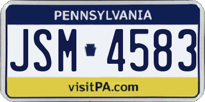 PA license plate JSM4583