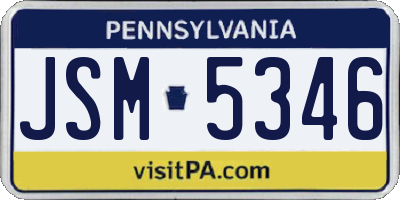 PA license plate JSM5346