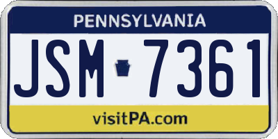 PA license plate JSM7361