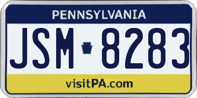 PA license plate JSM8283