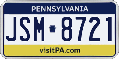 PA license plate JSM8721