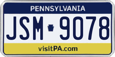 PA license plate JSM9078