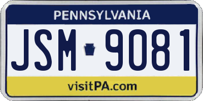 PA license plate JSM9081