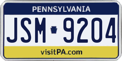 PA license plate JSM9204