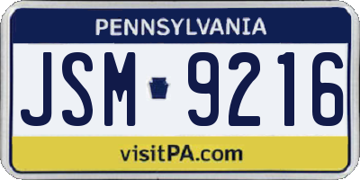 PA license plate JSM9216