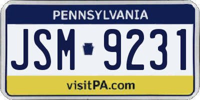 PA license plate JSM9231