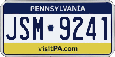 PA license plate JSM9241