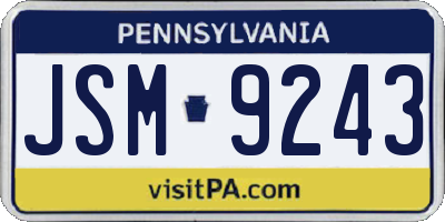 PA license plate JSM9243