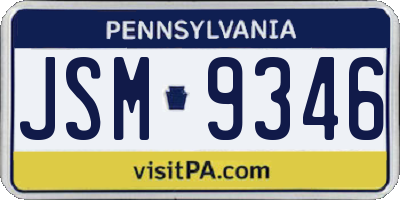 PA license plate JSM9346