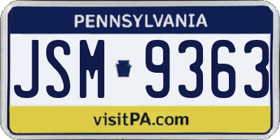 PA license plate JSM9363