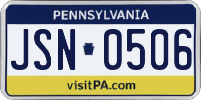 PA license plate JSN0506
