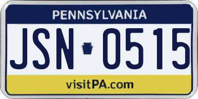 PA license plate JSN0515