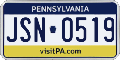 PA license plate JSN0519